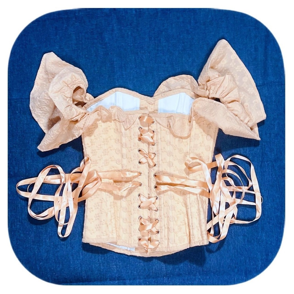 Corset Story Off White Ruffled Off-Shoulder Eyelet Lace Corset Top Sz 12uk - Picture 5 of 7